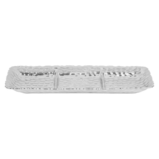 15in Silver Hammered 3-Section Serve Tray