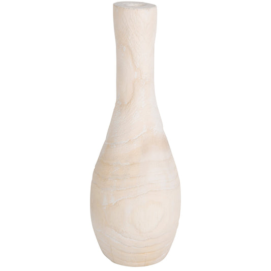 18 Inch White Wash Wood Vase
