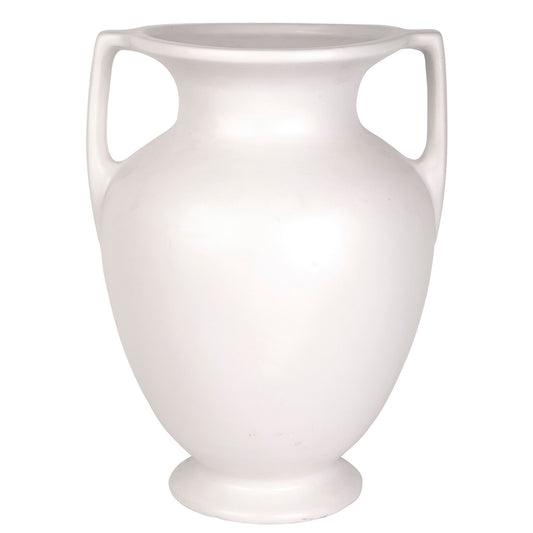 16 Inch White Two Handle Ceramic Vase