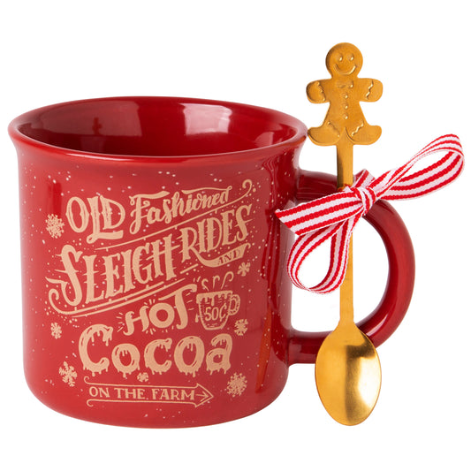 16oz Red Camper Sleigh Rides And Hot Cocoa On The Farm Mug