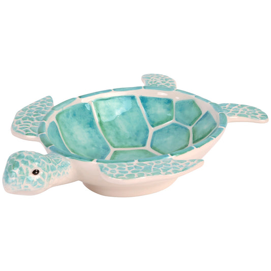 12in Blue Mosaic Turtle Shaped Bowl
