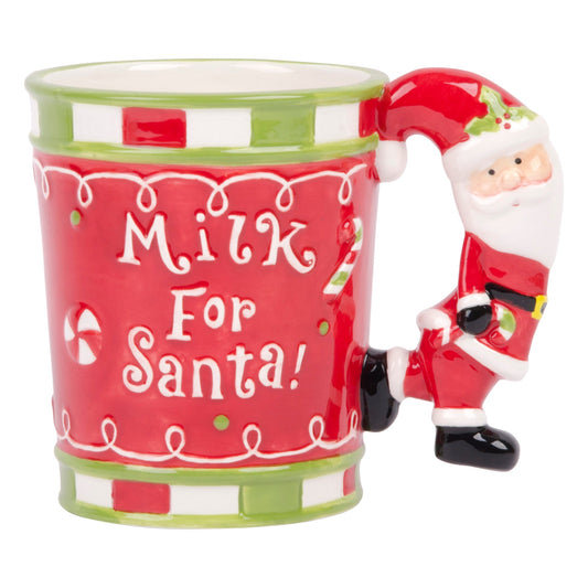 16oz Embossed Milk For Santa Mug W-3d Santa Handle