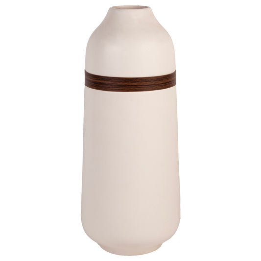 15.7in Wood/Ceramic Vase